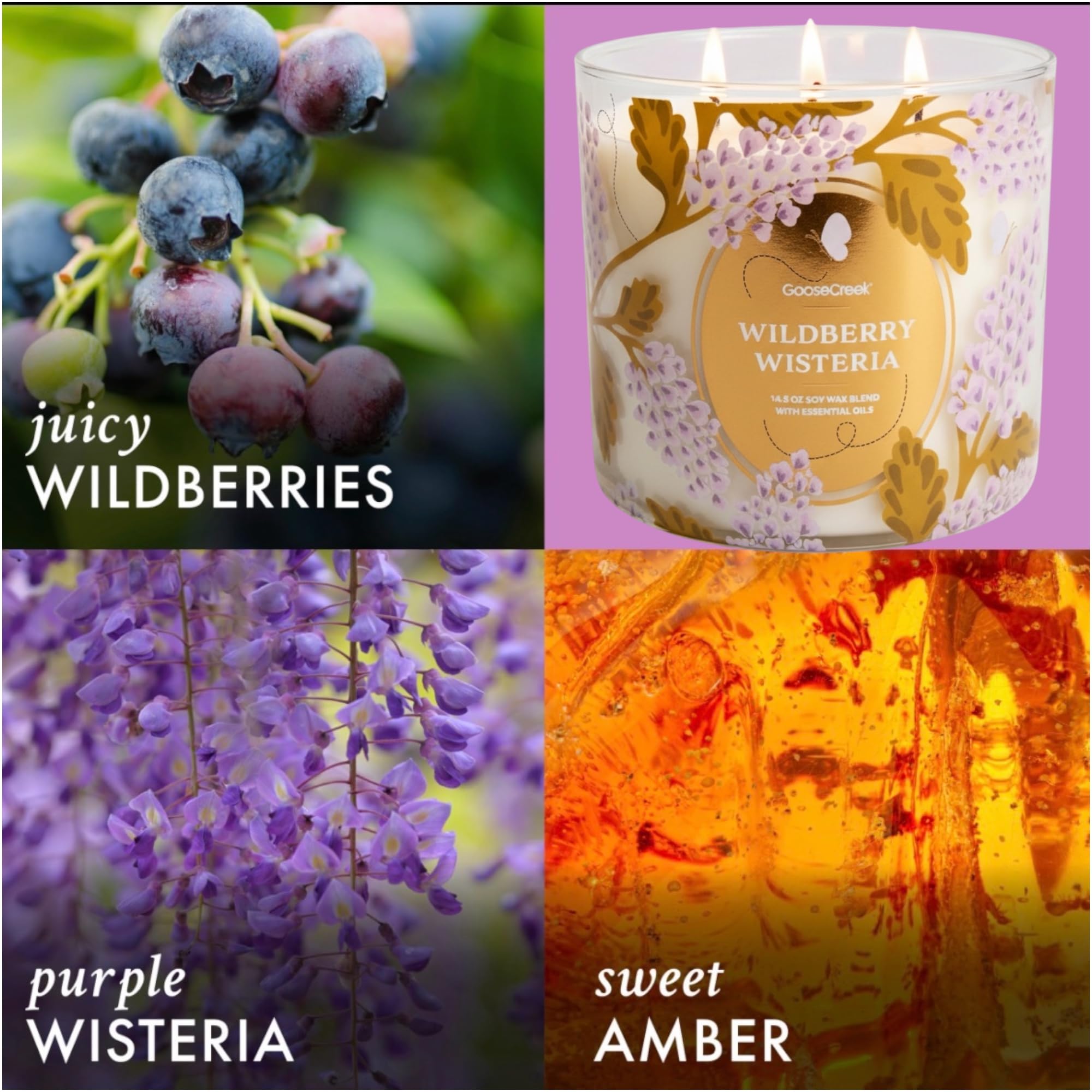 Floral Summer 3-Wick Scented Candles, Soy Wax Blend with Essential Oils, 14.5 oz, Set of 3 Floral Fragrances