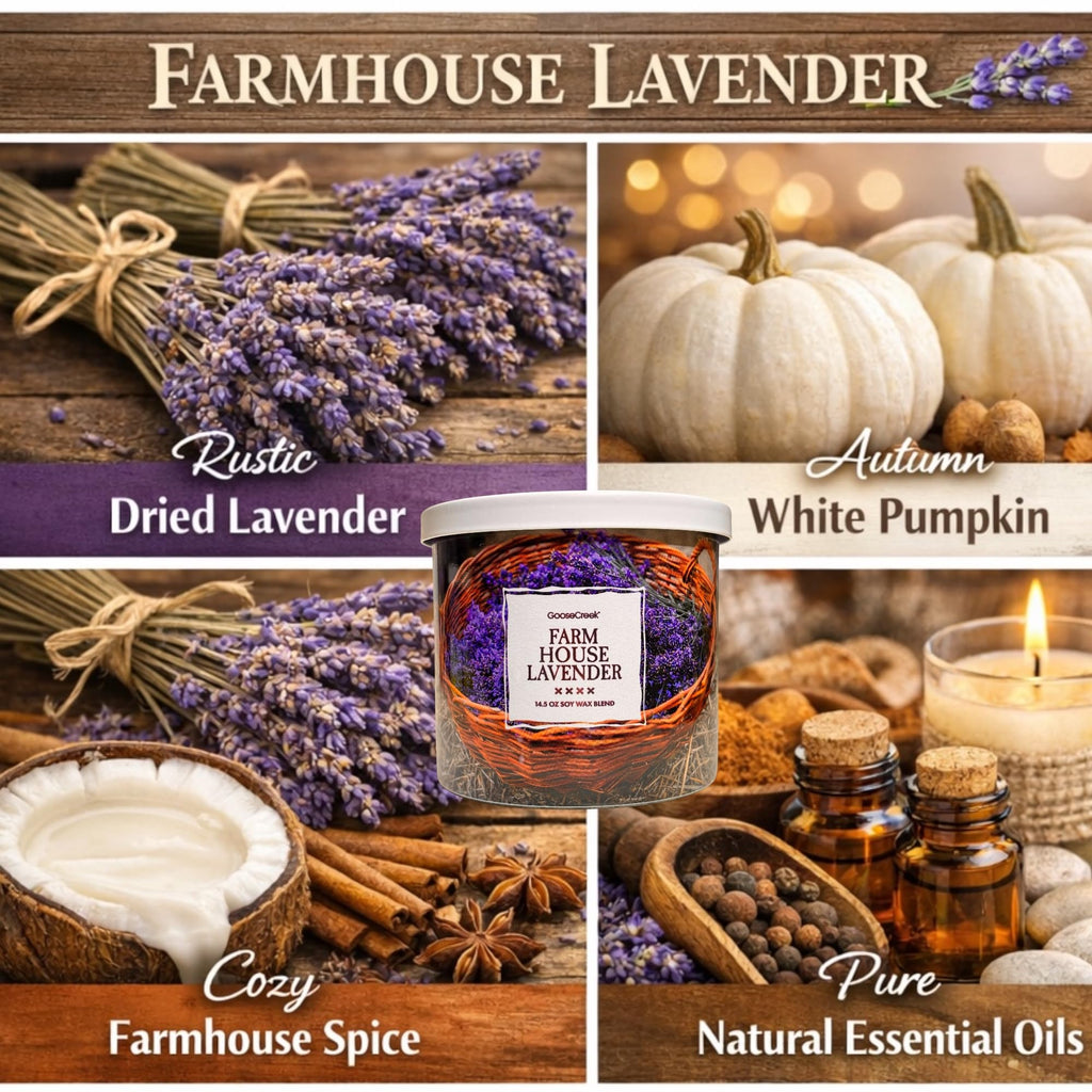 Butterfly Garden, Lavender de France & Farmhouse Lavender Scented Candles, Soy Wax Blend with Essential Oils, 14.5 oz