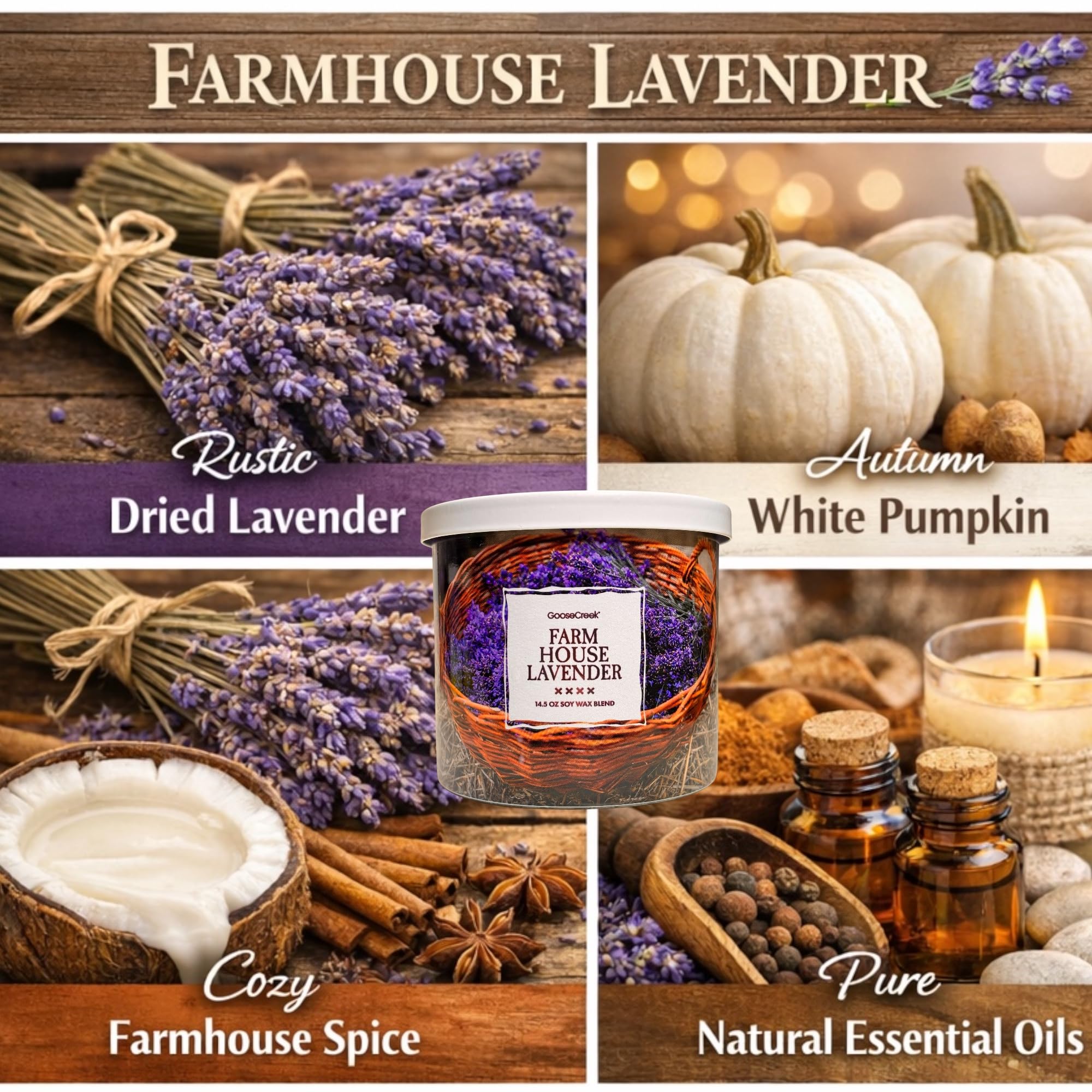Butterfly Garden, Lavender de France & Farmhouse Lavender Scented Candles, Soy Wax Blend with Essential Oils, 14.5 oz
