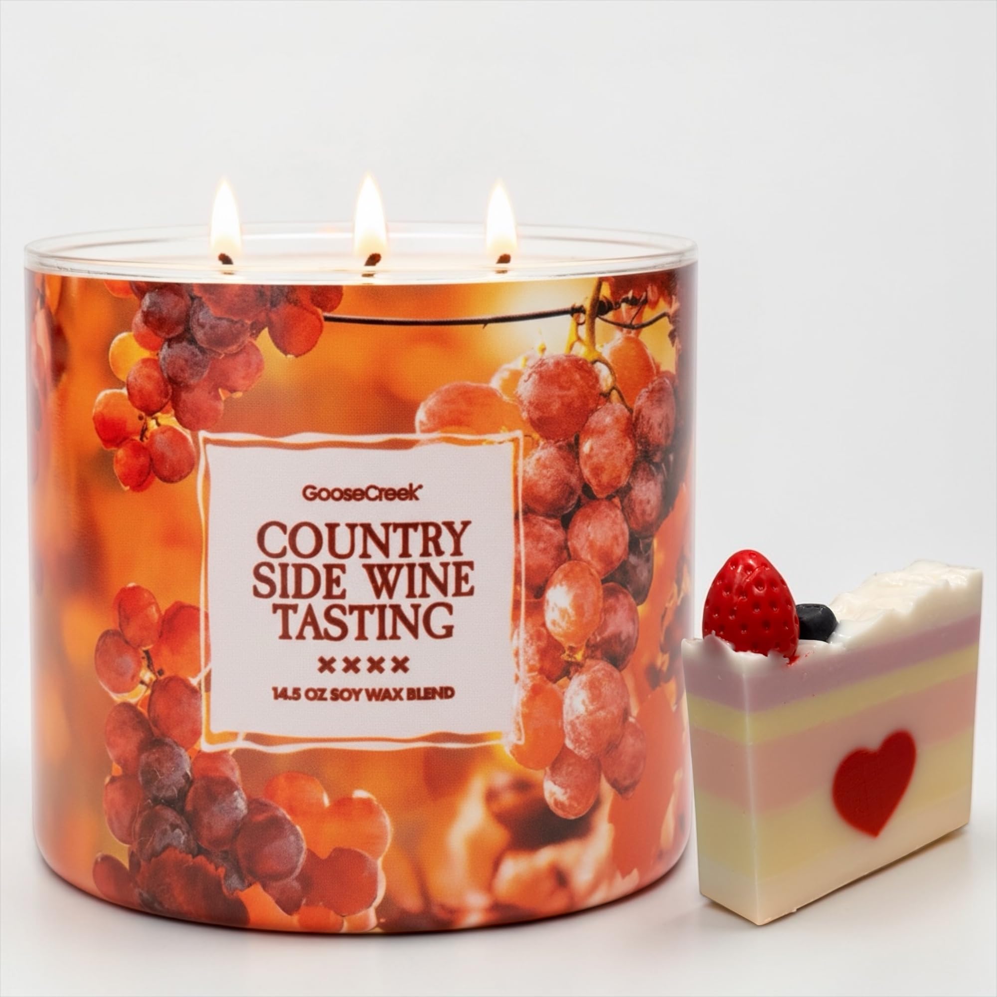 Country Side Wine Tasting 3-Wick Candle, Soy Wax Blend, Merlot, Cherry & Plum Scent, 14.5 oz