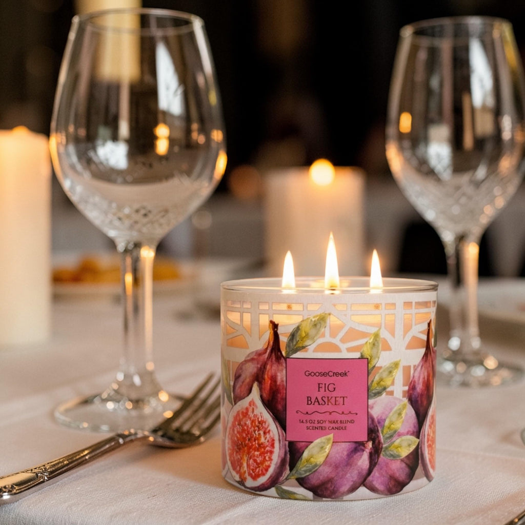 Fig Basket Scented Candle, 14.5 oz Soy Wax Blend with Artisanal Shortcake Soap Gift Set, Juicy Fig and Dark Berries Fragrance