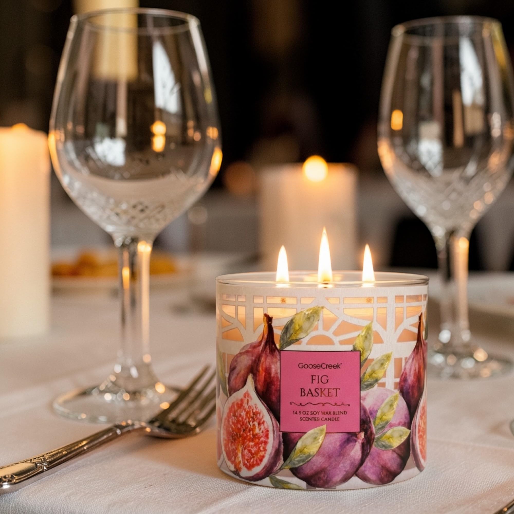 Fig Basket Scented Candle, 14.5 oz Soy Wax Blend with Artisanal Shortcake Soap Gift Set, Juicy Fig and Dark Berries Fragrance