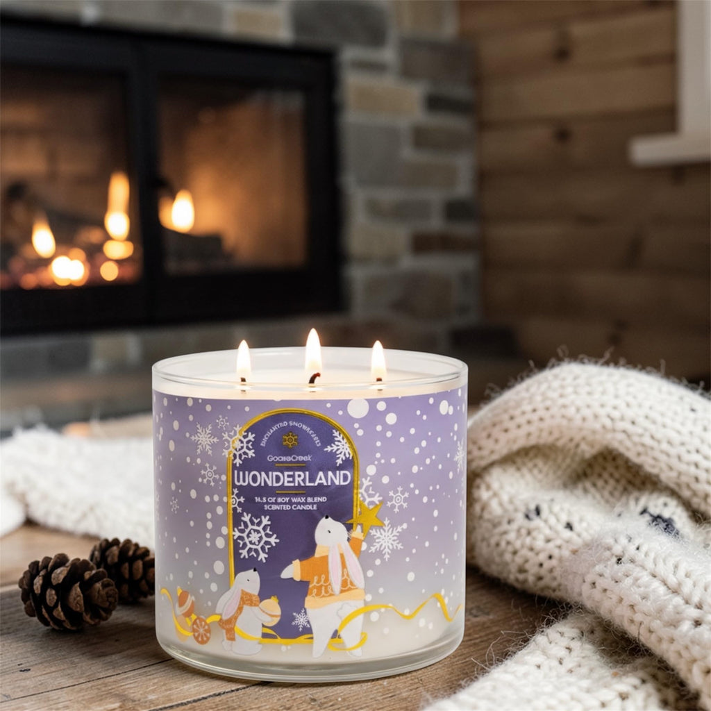 Wonderland 3-Wick Scented Candle, Soy Wax Blend, Peppermint, Vanilla Bean & White Woods, 14.5 oz