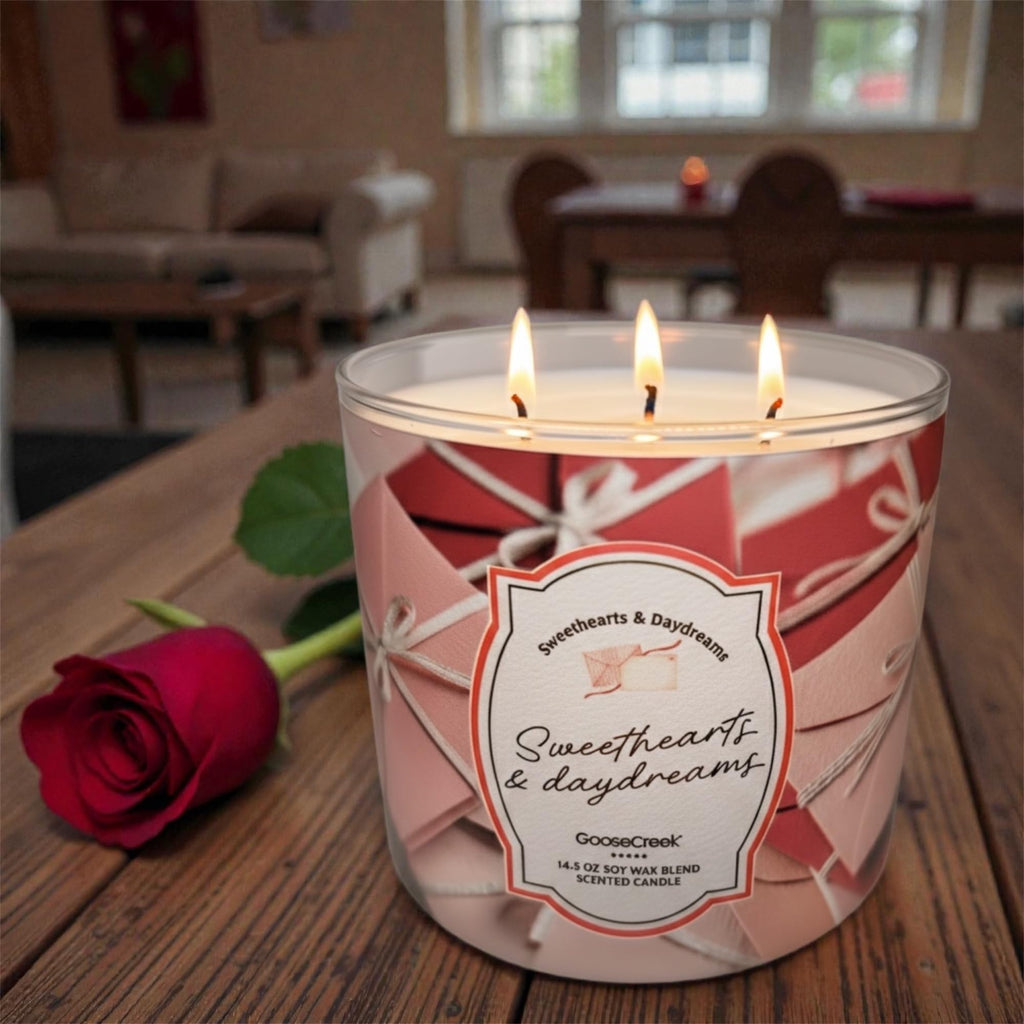 Sweethearts & Daydreams Scented Candle, Soy Wax Blend, 14.5 oz, Candied Cloudberries Pink Marshmallow Vanilla Musk