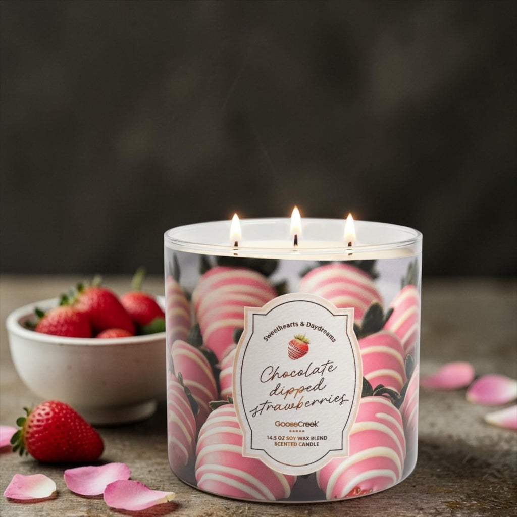 Chocolate Dipped Strawberries Scented Candle, 3-Wick, Soy Wax Blend, 14.5 oz, Sweethearts & Daydreams