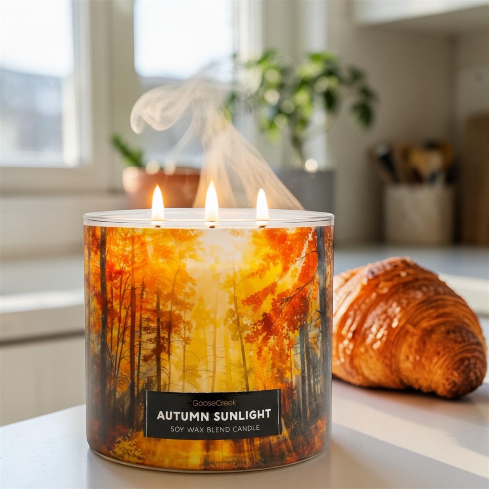 Autumn Sunlight Soy Wax Blend Candle, 3-Wick, Spiced Citrus, Cinnamon Stick, Warm Cardamom, Sunlit Foliage