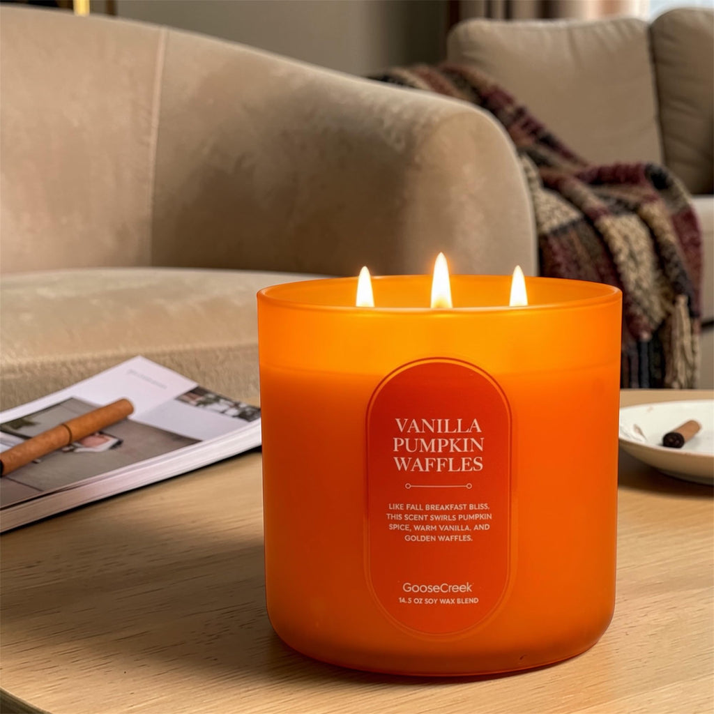 Vanilla Pumpkin Waffles Candle, Soy Wax Blend, Pumpkin Spice, Vanilla Waffles and Maple Syrup Scent, 14.5 oz