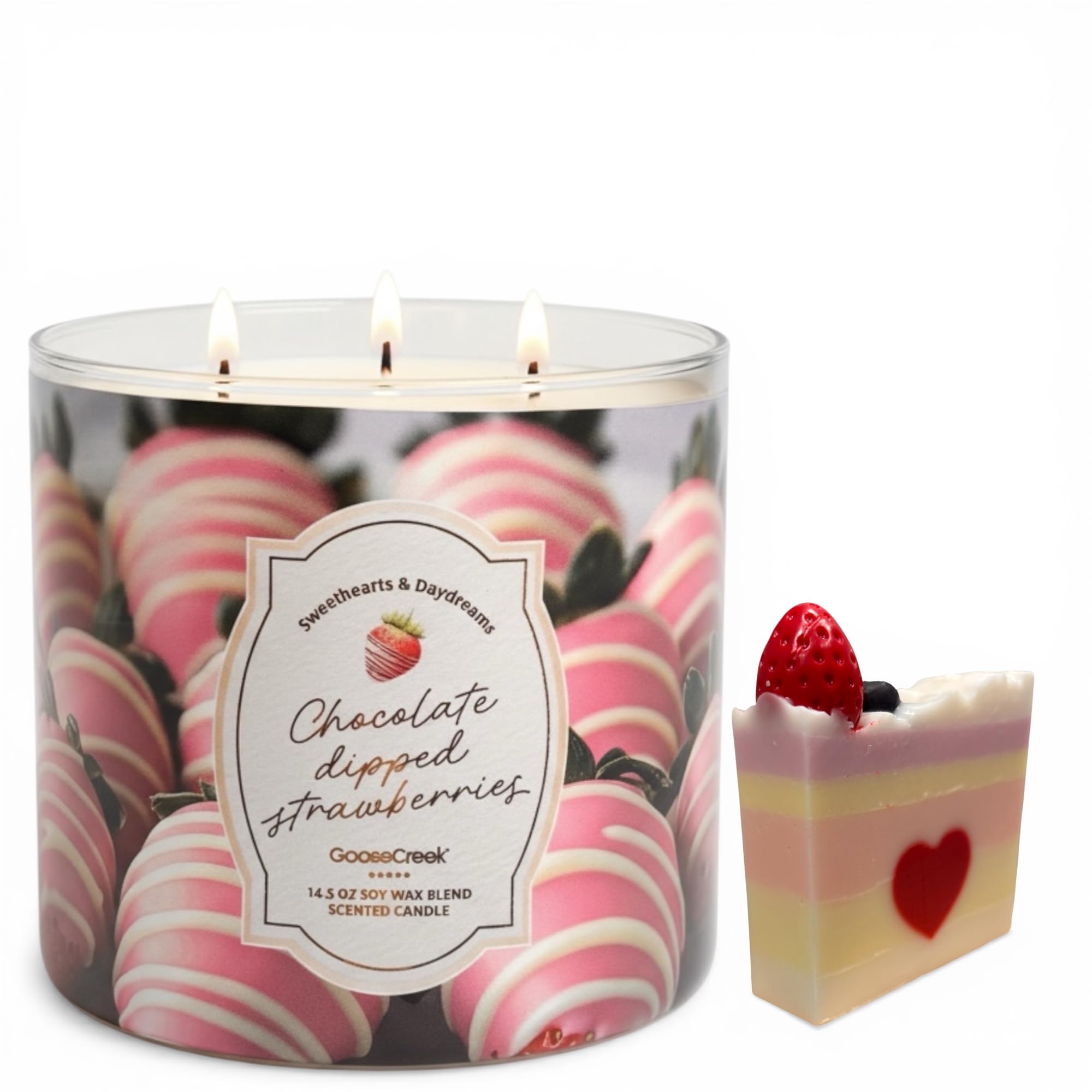 Chocolate Dipped Strawberries Scented Candle, 3-Wick, Soy Wax Blend, 14.5 oz, Sweethearts & Daydreams