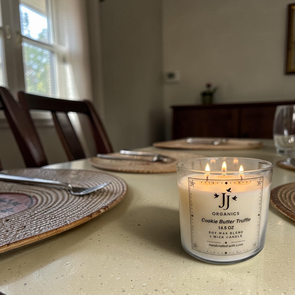 JJ Organics Cookie Butter Truffle Candle, Soy Wax Blend, 3 Wick, 14.5 oz, Handcrafted