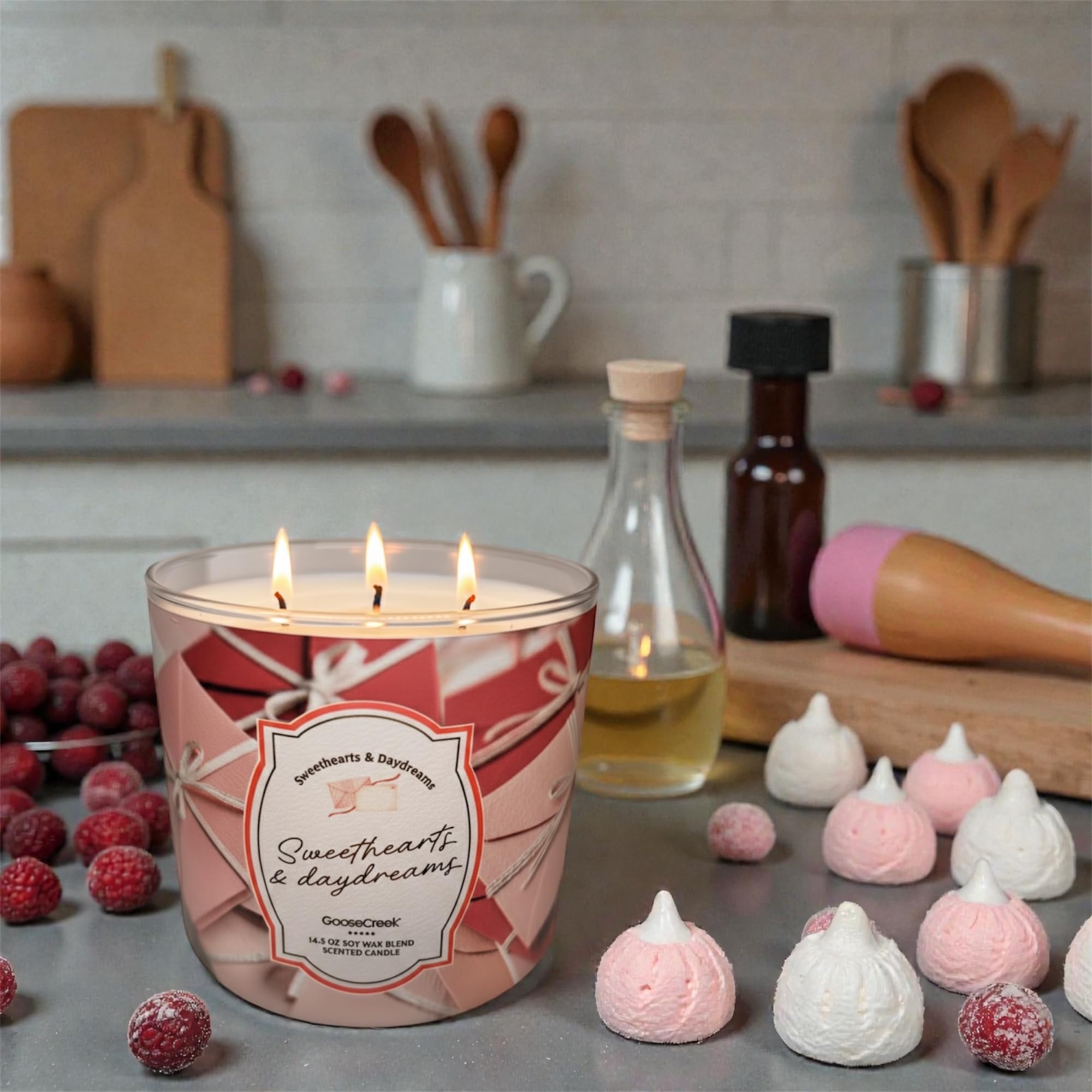 Sweethearts & Daydreams Scented Candle, Soy Wax Blend, 14.5 oz, Candied Cloudberries Pink Marshmallow Vanilla Musk