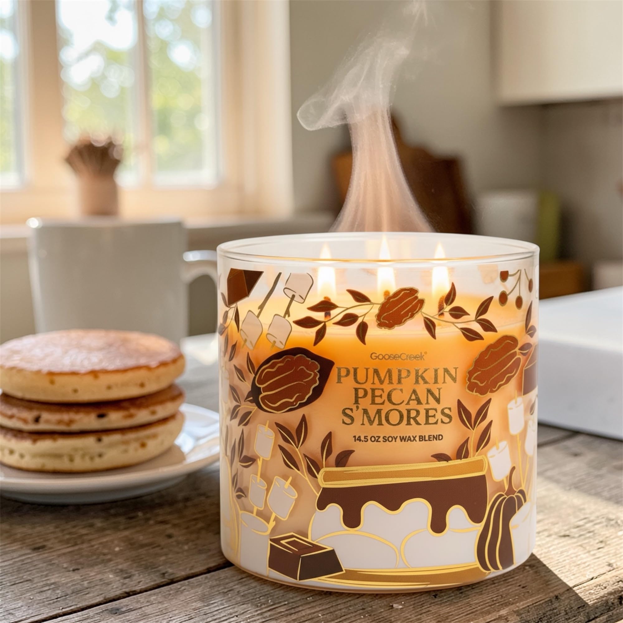 Pumpkin Pecan S'Mores Scented Candle, 14.5 oz Soy Wax Blend, Pumpkin Spice, Candied Pecans, Toasted Marshmallow & Graham Cracker