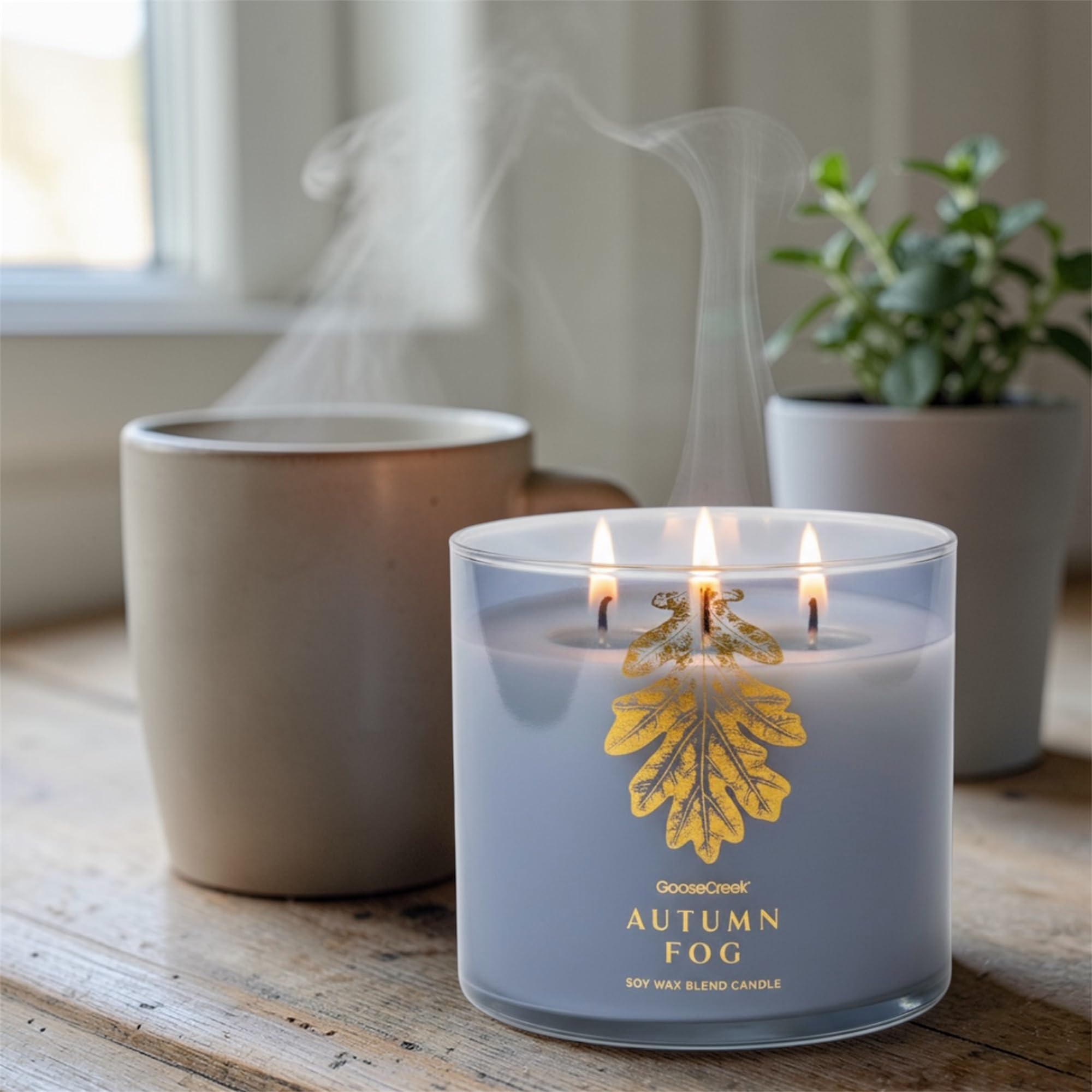 Autumn Fog Soy Wax Blend Candle, Italian Mandarin, Frosted Lavender & ICY Fog Scent, 3-Wick