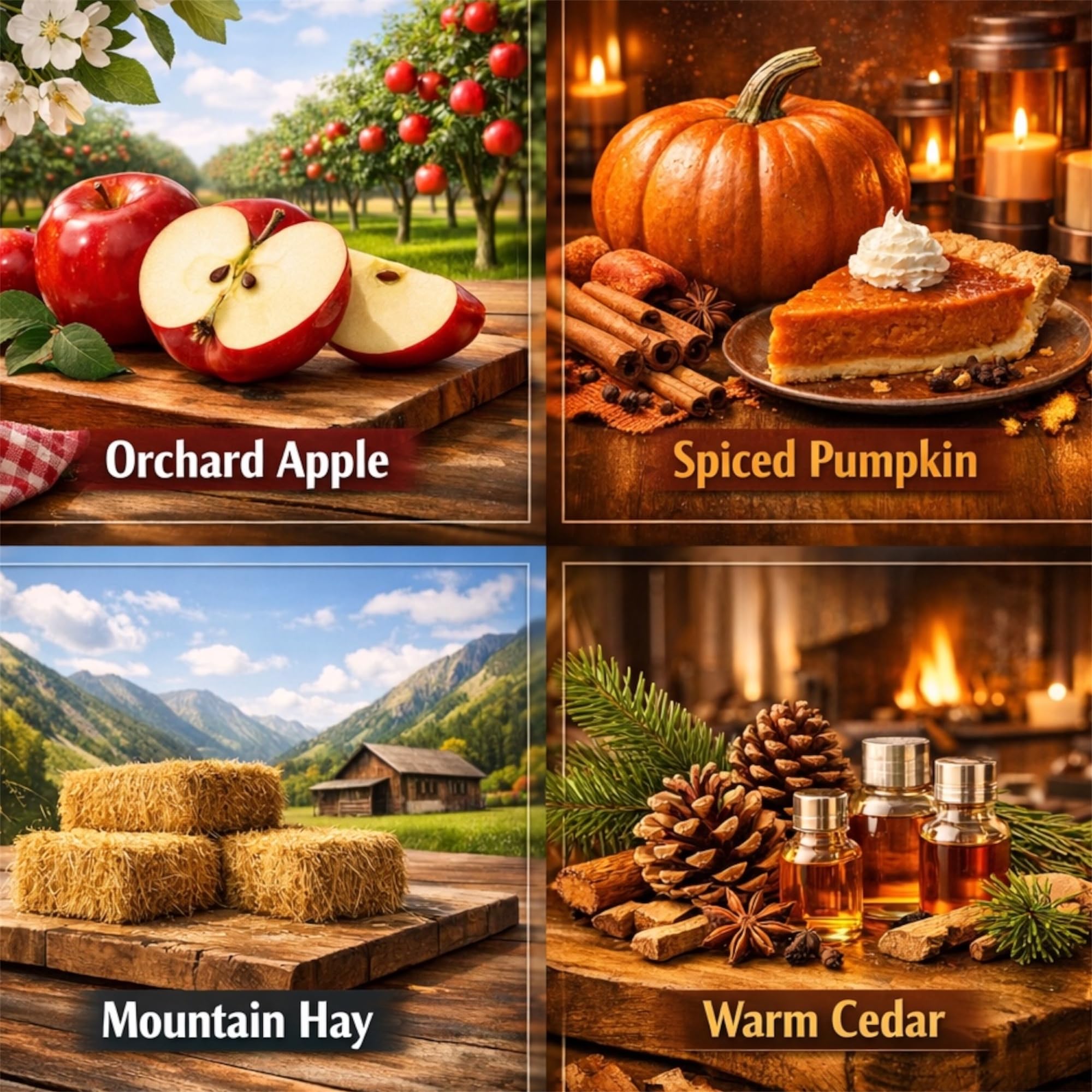 Harvest Hayride Scented Candle, Soy Wax Blend, Orchard Apple, Spiced Pumpkin, Mountain Hay, Warm Cedar, 14.5 oz