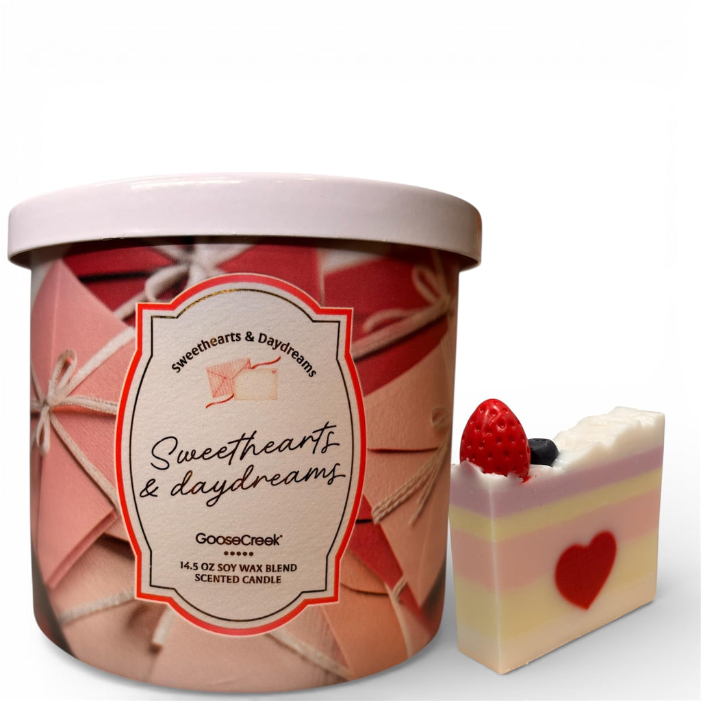 Sweethearts & Daydreams Scented Candle, Soy Wax Blend, 14.5 oz, Candied Cloudberries Pink Marshmallow Vanilla Musk