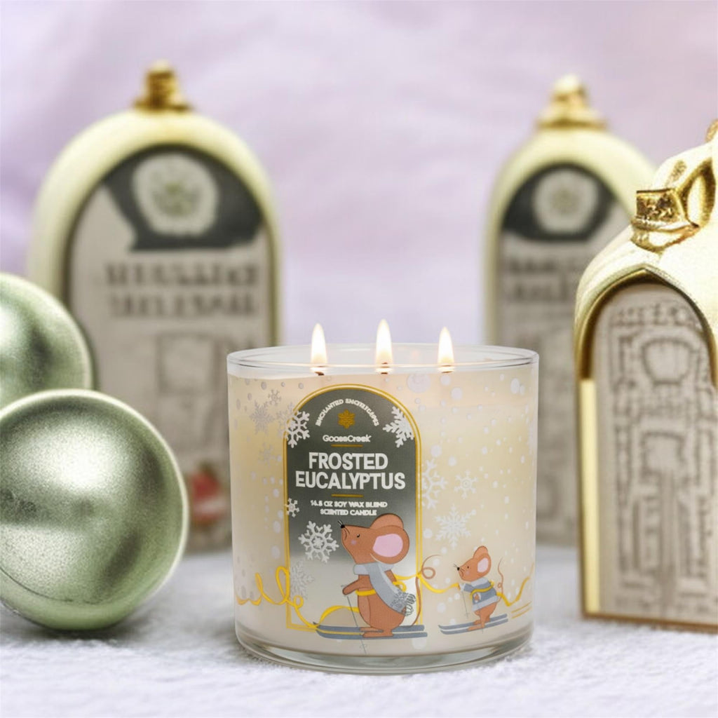 Frosted Eucalyptus 3-Wick Scented Candle, Soy Wax Blend, 14.5 oz, Frosted Pine, Crisp Eucalyptus, Bright Bergamot & ICY Mint