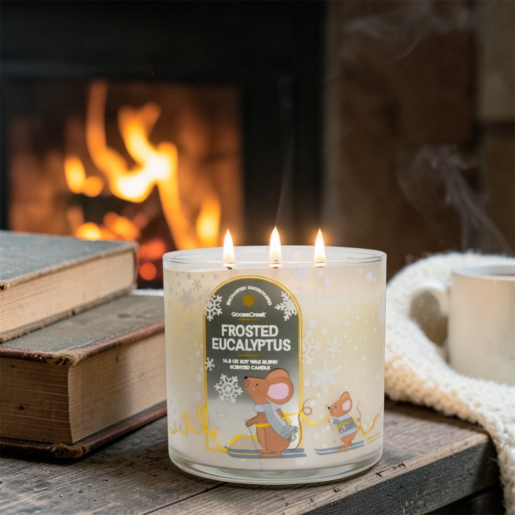 Frosted Eucalyptus 3-Wick Scented Candle, Soy Wax Blend, 14.5 oz, Frosted Pine, Crisp Eucalyptus, Bright Bergamot & ICY Mint