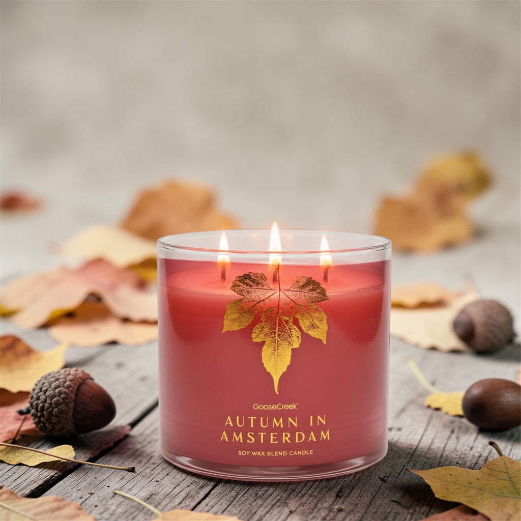 Autumn in Amsterdam Soy Wax Blend Candle, Juicy BlackBerry, Harvest Apples & Sheer Woods, 3-Wick