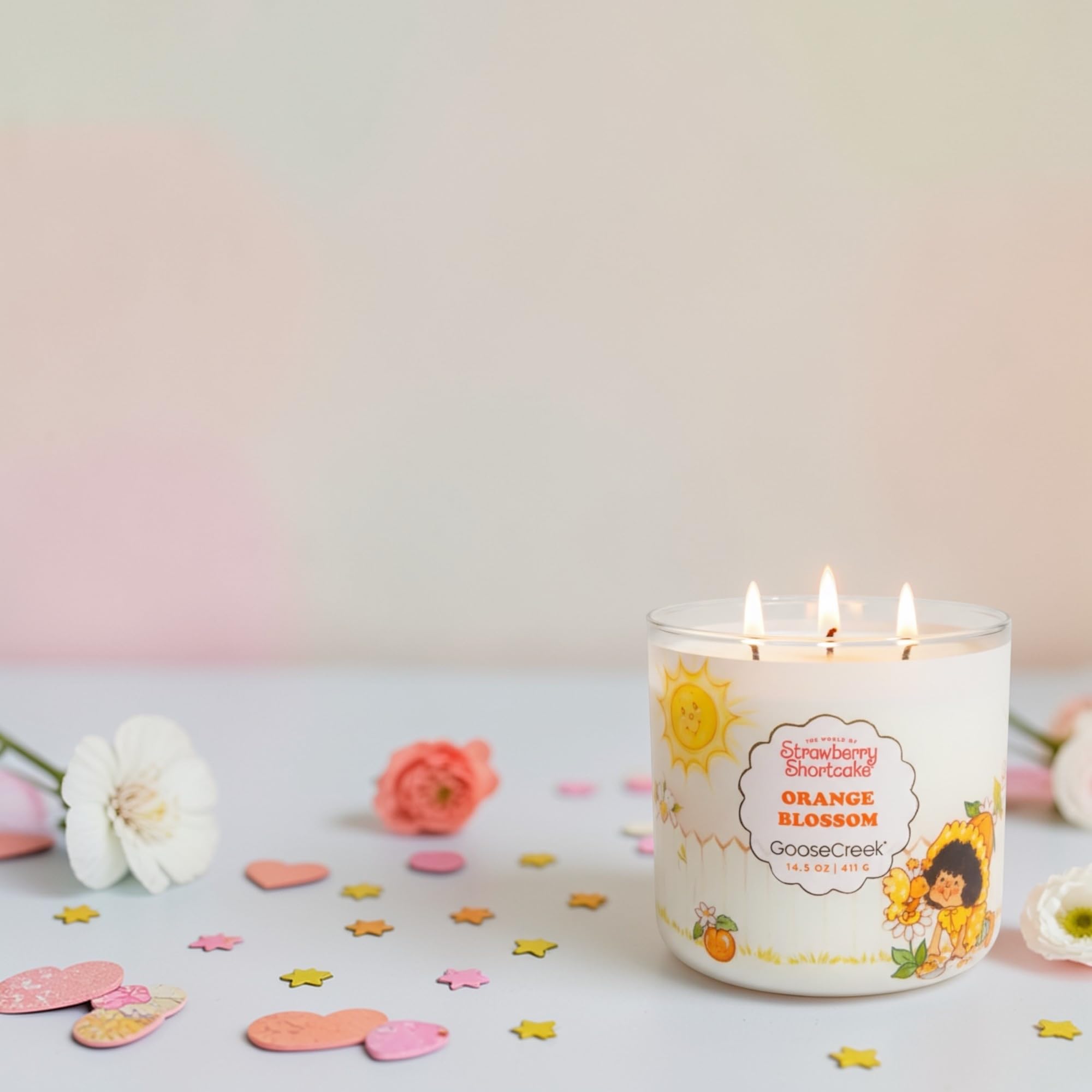 Strawberry Shortcake Orange Blossom Scented Candle with Artisanal Shortcake Soap Gift Set, 14.5 oz
