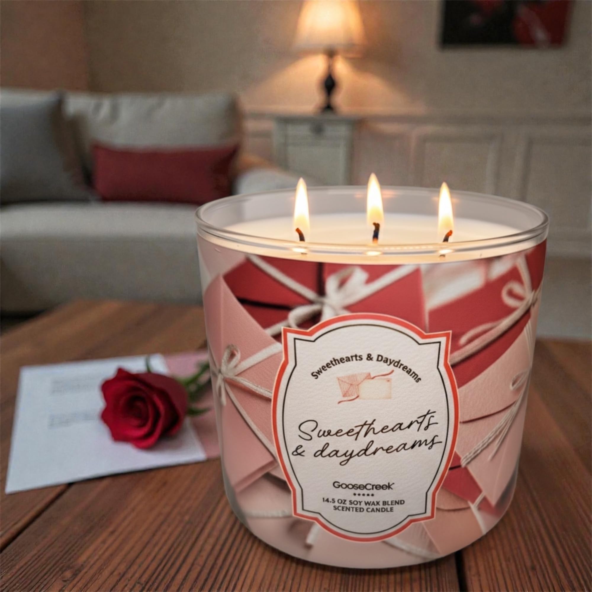 Sweethearts & Daydreams Scented Candle, Soy Wax Blend, 14.5 oz, Candied Cloudberries Pink Marshmallow Vanilla Musk
