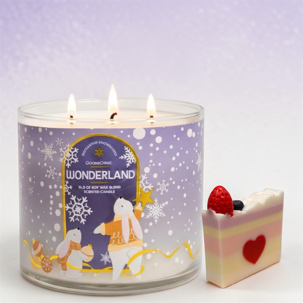 Wonderland 3-Wick Scented Candle, Soy Wax Blend, Peppermint, Vanilla Bean & White Woods, 14.5 oz