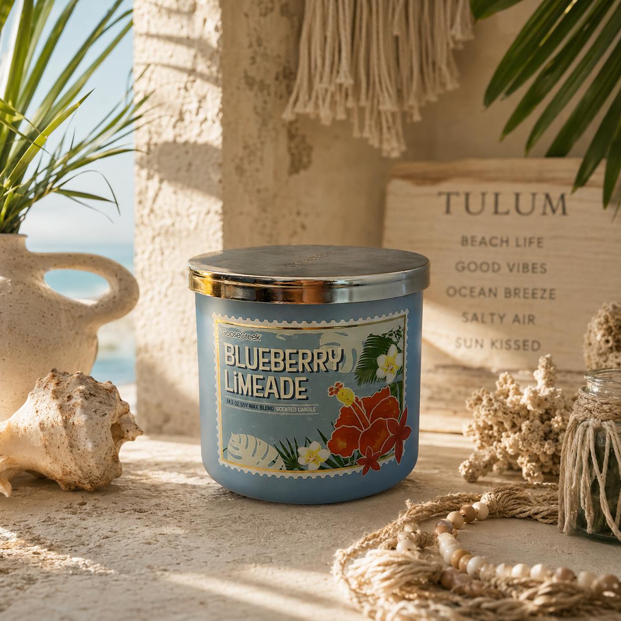 Blueberry Limeade Scented Candle, Soy Wax Blend, 14.5 oz, Fruity Blueberry, Raspberry & Limeade Scent