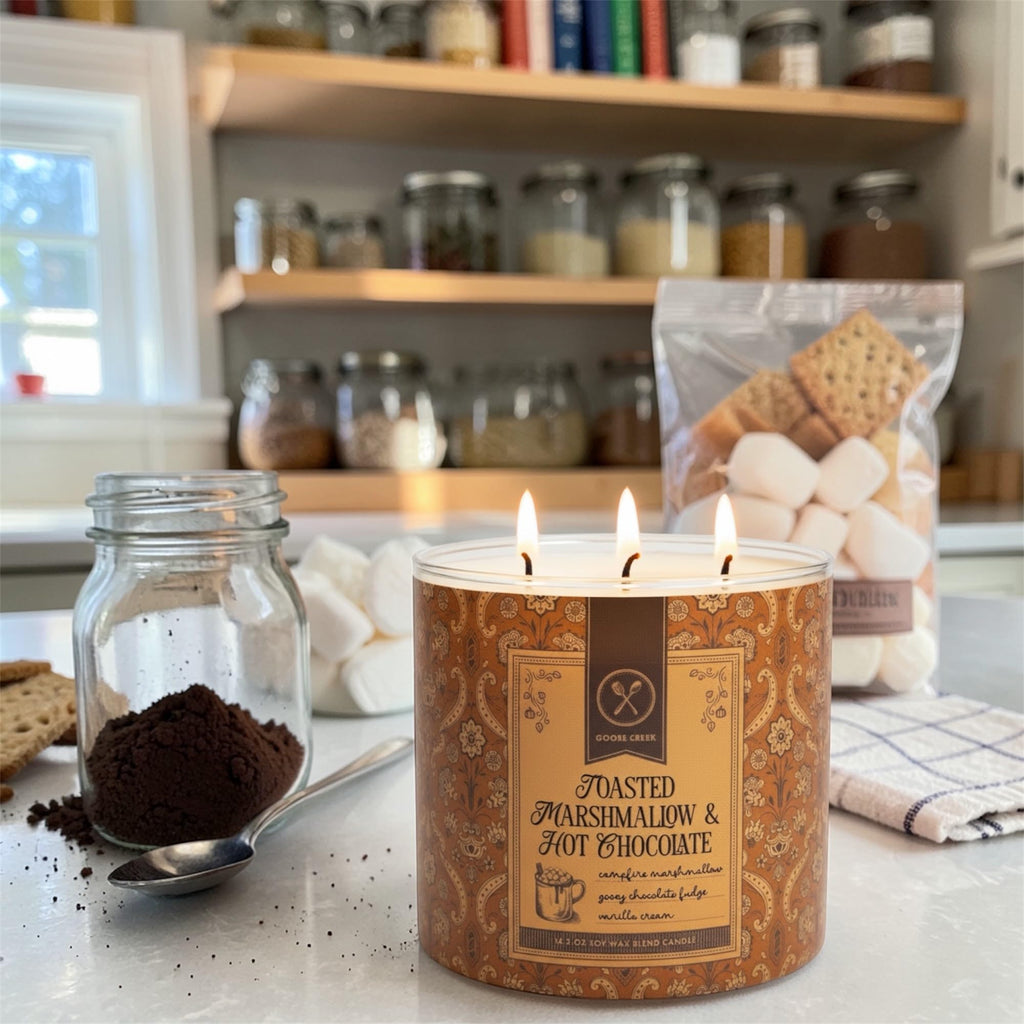 Toasted Marshmallow & Hot Chocolate Soy Wax Blend Candle, 14.5 oz, Campfire Marshmallow, Chocolate Fudge, Vanilla Cream