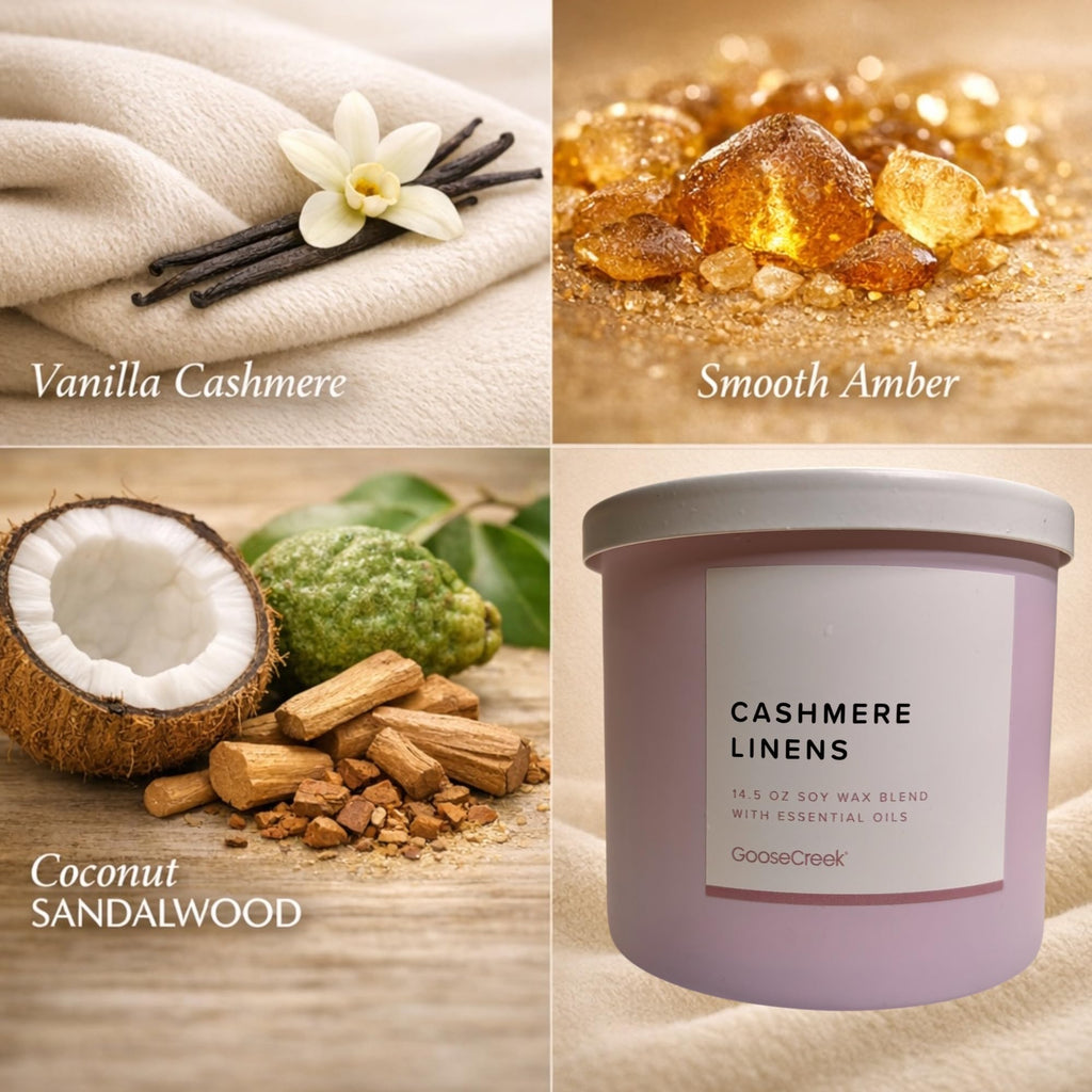 Soy Wax Blend Candle, 14.5 oz, with Essential Oils, Clean House Citrus, Cashmere Linens, Clean Girl Aesthetic