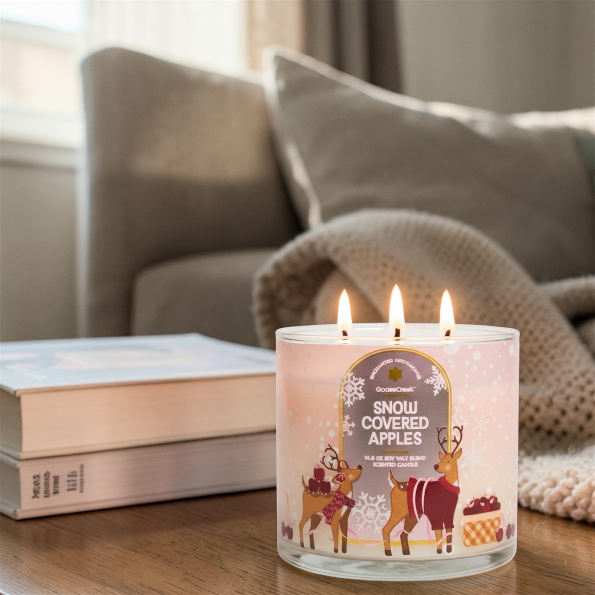 Snow Covered Apples Scented Candle, 3-Wick, Soy Wax Blend, 14.5 oz, Winter Delight
