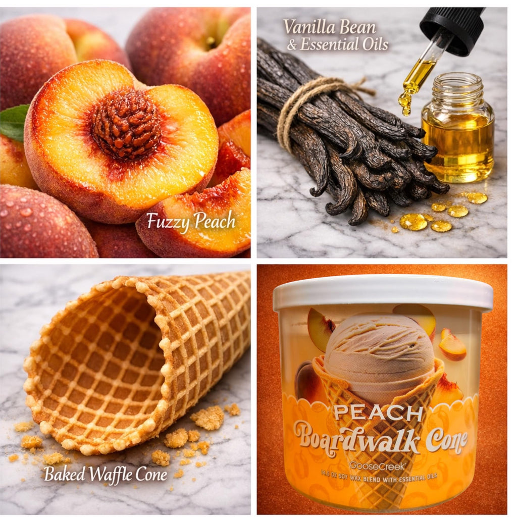 Boardwalk Cone Scented Candle, Soy Wax Blend with Essential Oils, 14.5 oz, Apples, Berry, and Peach Varieties