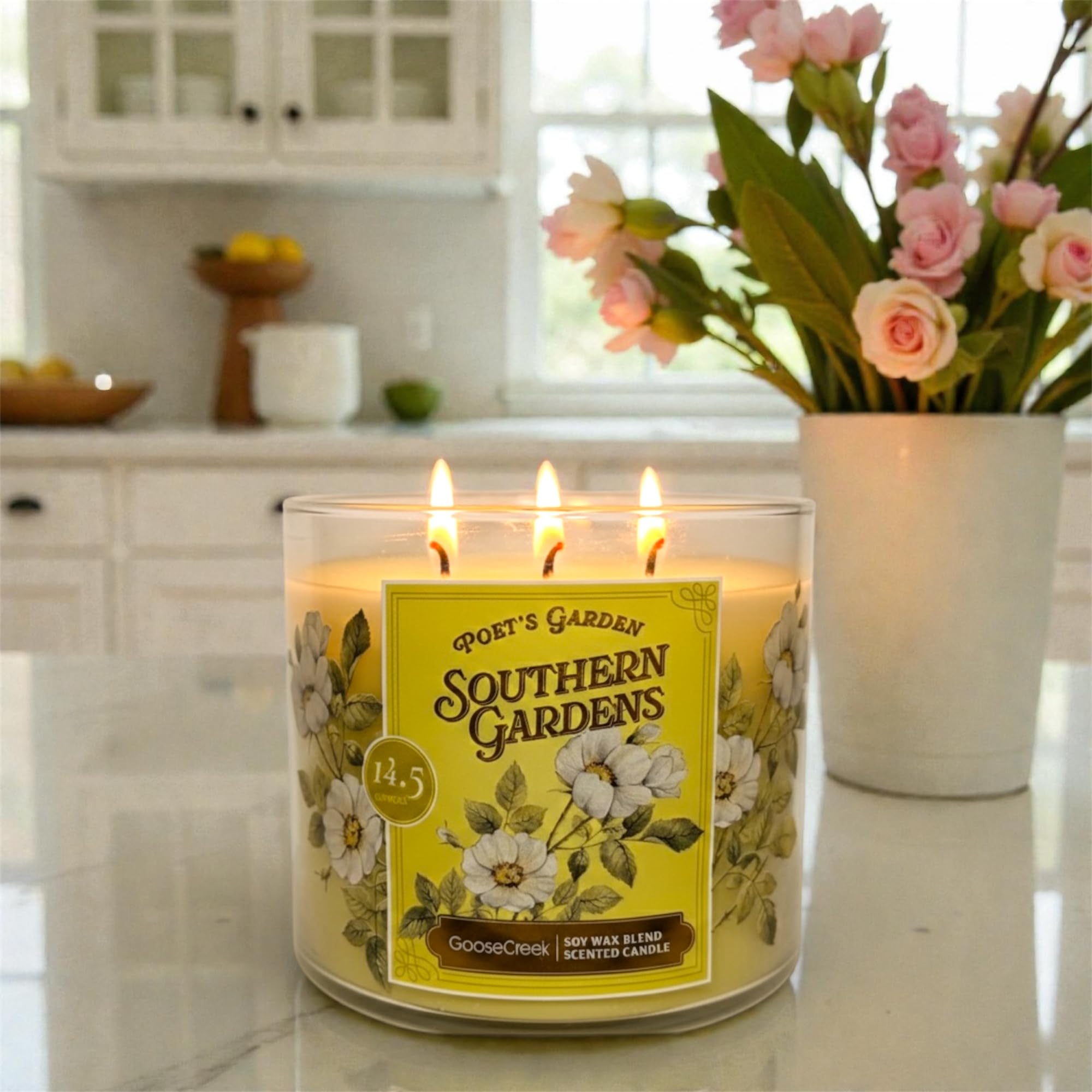 Goose Creek Poet's Garden Southern Gardens Scented Candle, Soy Wax Blend, 3-Wick, 14.5 oz