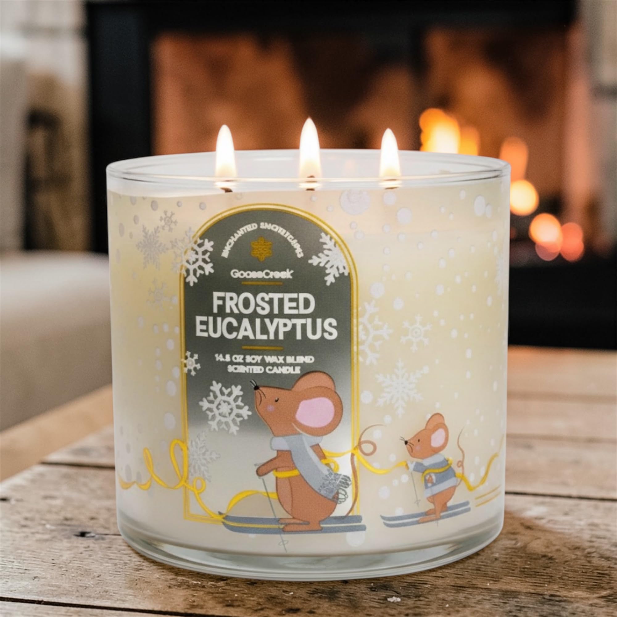 Frosted Eucalyptus 3-Wick Scented Candle, Soy Wax Blend, 14.5 oz, Frosted Pine, Crisp Eucalyptus, Bright Bergamot & ICY Mint