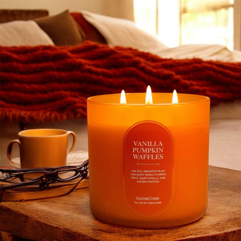 Vanilla Pumpkin Waffles Candle, Soy Wax Blend, Pumpkin Spice, Vanilla Waffles and Maple Syrup Scent, 14.5 oz