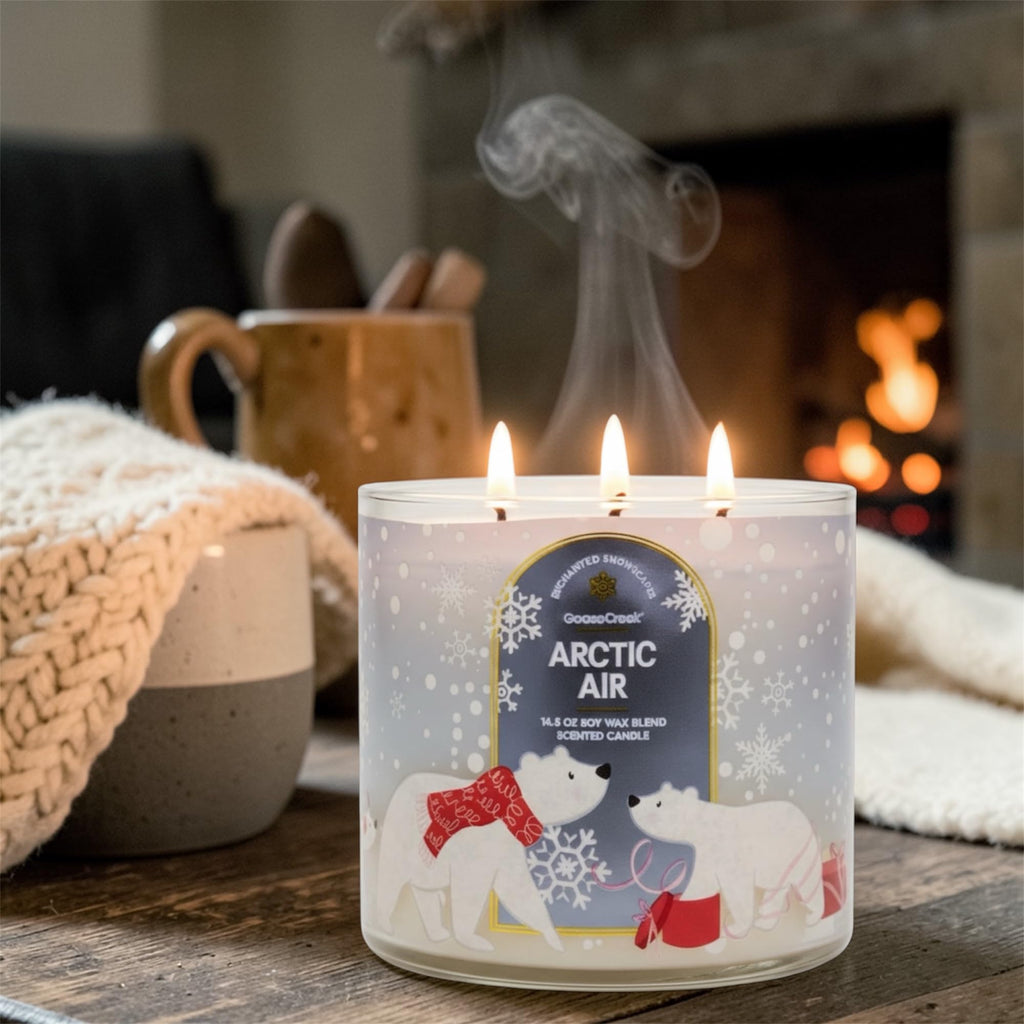 Arctic & Air Scented Candle, 14.5 oz Soy Wax Blend, 3-Wick, Frozen Juniper and Vanilla Icicles, Winter Theme