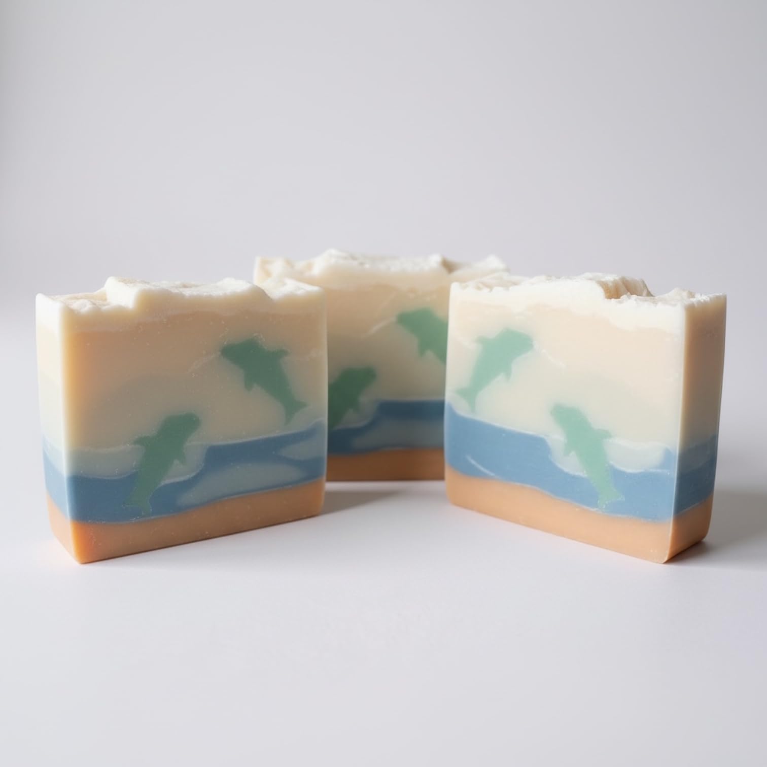 Handmade Artisan Soap Bars, Multi-Layered Decorative Design, Natural Bath Soap