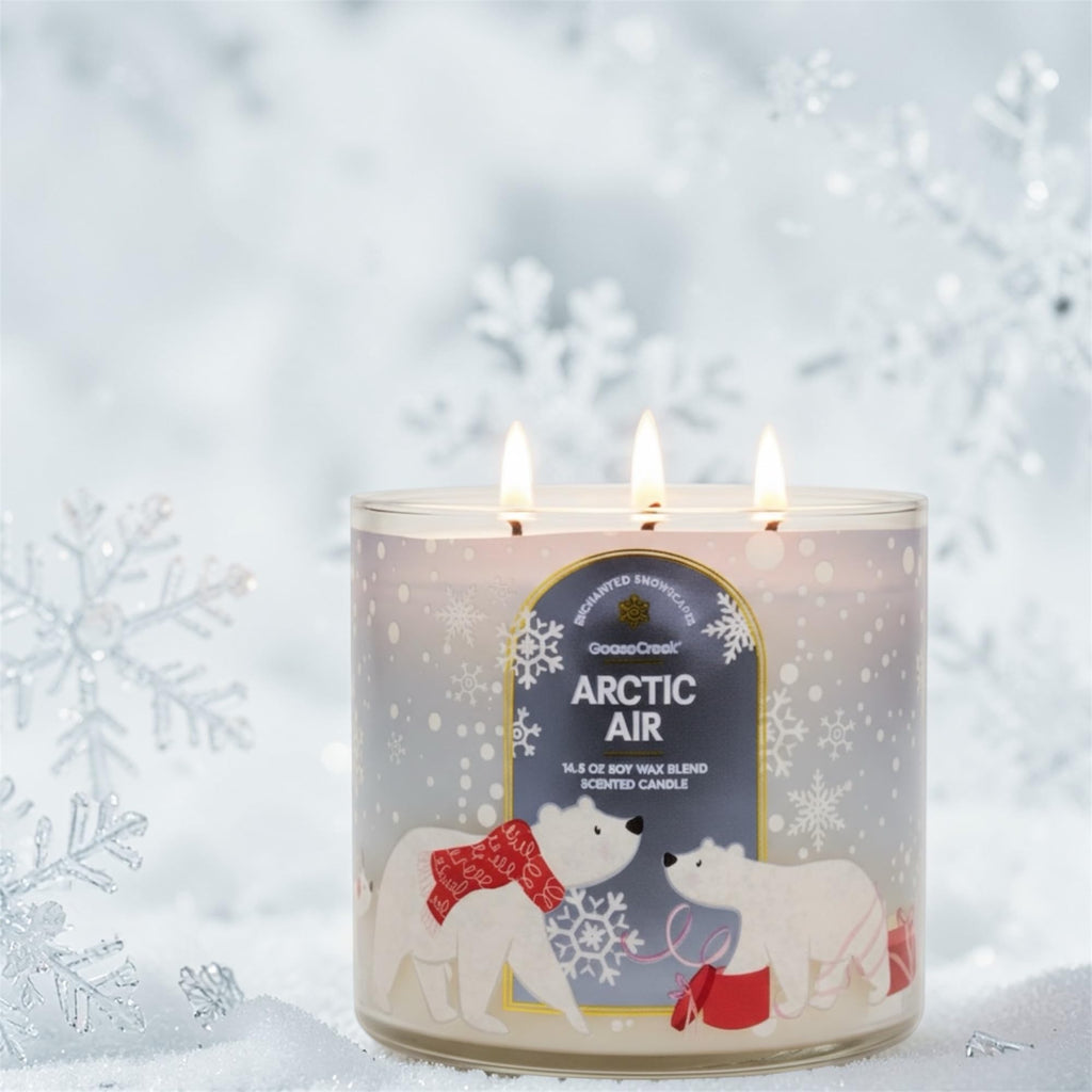 Arctic & Air Scented Candle, 14.5 oz Soy Wax Blend, 3-Wick, Frozen Juniper and Vanilla Icicles, Winter Theme