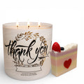 Thank You Candle, 3-Wick Soy Wax Blend, 14.5 oz, Berry Scented & as a Gift Artisanal soap Strawberry Shortcake