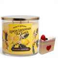 Lemon Lavender Tea Cake Scented Candle, 14.5 Ounce, 3 Wick, Round Glass Jar with Artisanal Soap Gift