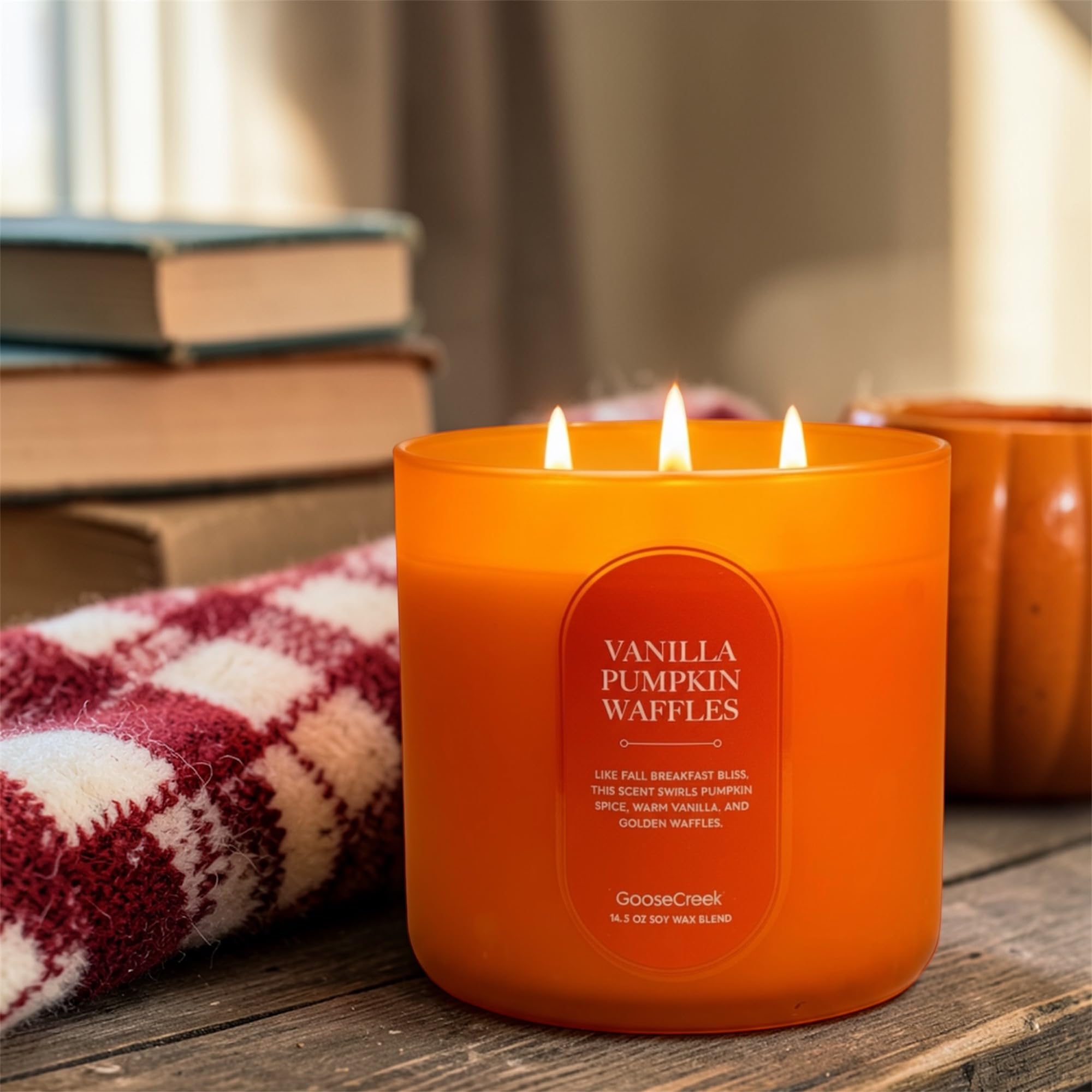 Vanilla Pumpkin Waffles Candle, Soy Wax Blend, Pumpkin Spice, Vanilla Waffles and Maple Syrup Scent, 14.5 oz