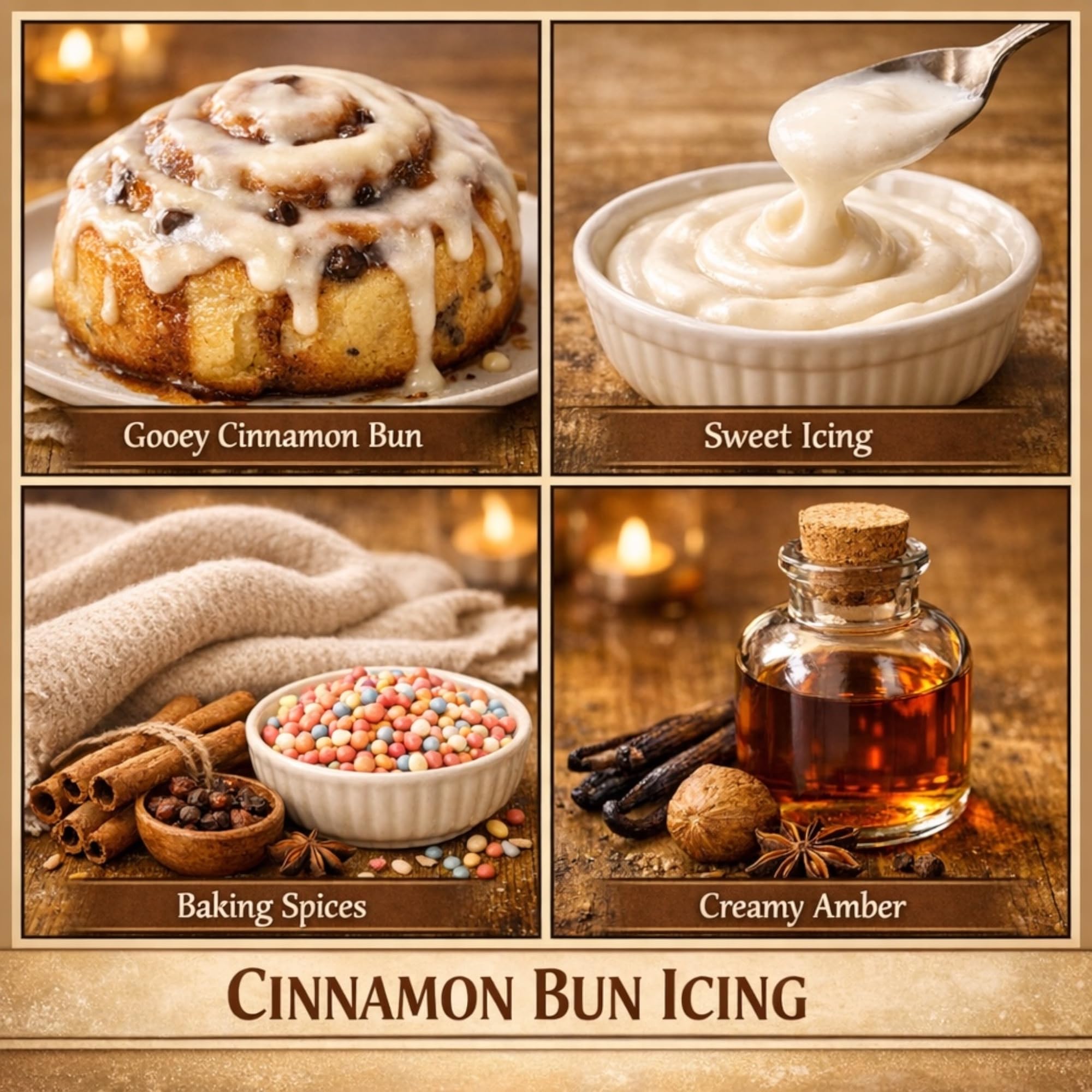 Cinnamon Bun Icing Scented Candle, Soy Wax Blend, 3-Wick, 14.5 oz, Cinnamon Bun, Icing, and Spices