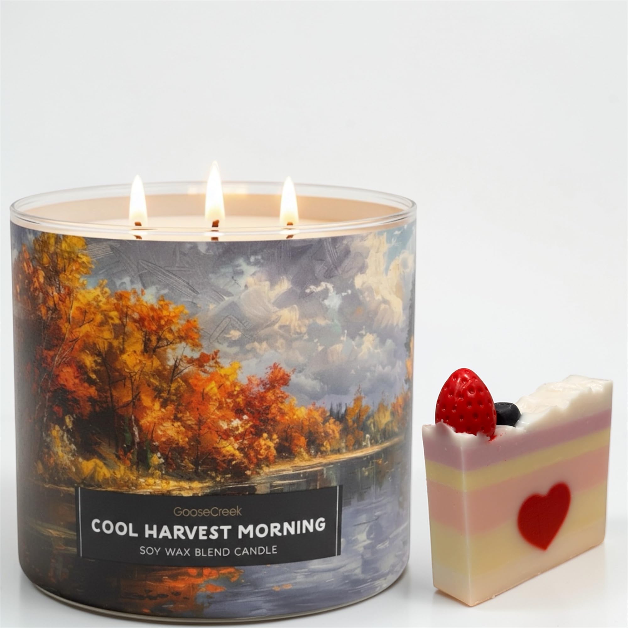 Cool Harvest Morning Soy Wax Blend Candle, 3-Wick, Fresh Apples, Autumn Woods & Cool Morning Mist Scent