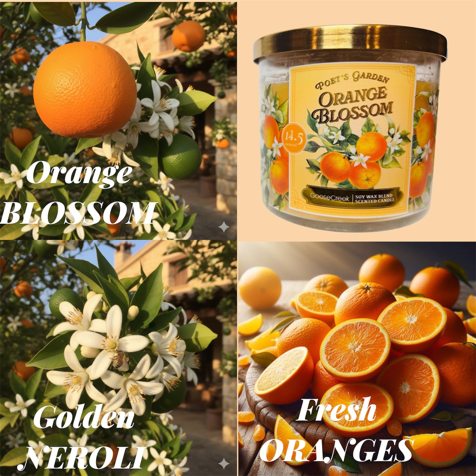 Goose Creek Poet's Garden Orange Blossom Scented Candle, Soy Wax Blend, 14.5 oz