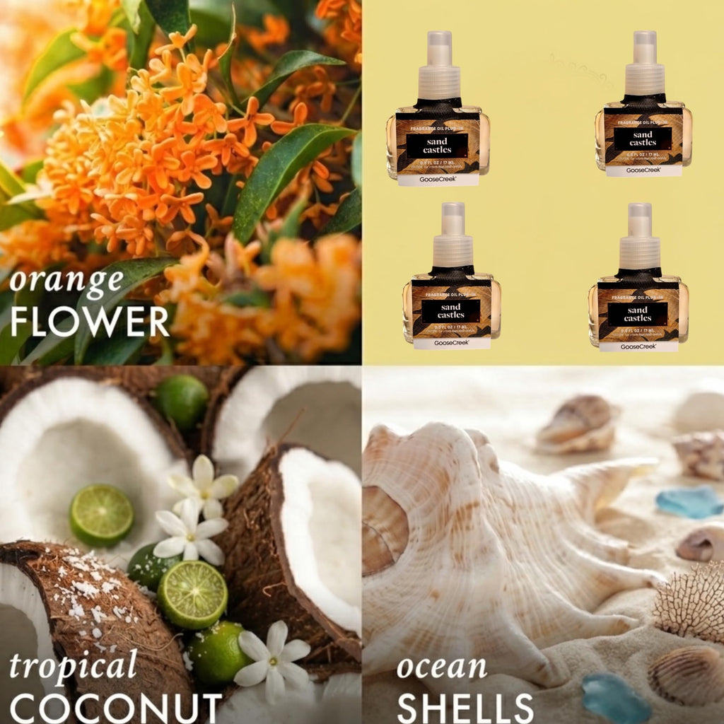 Sand Fragrance Oil Plug-In, 0.5 FL OZ, Orange Flower, Tropical Coconut, Ocean Shells