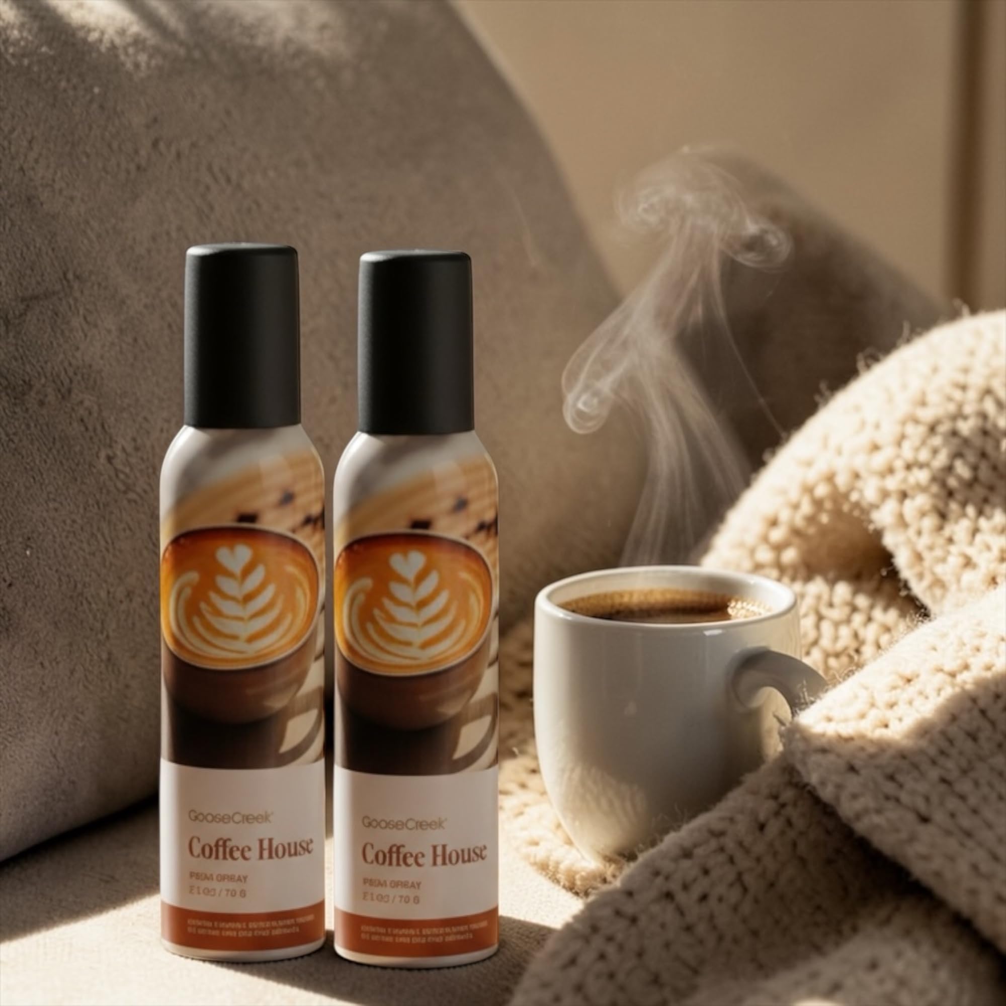 Coffee House Room Spray, Freshly Brewed Coffee, Mocha Swirl & Caramel Drizzle, 2.5 oz, Pack of 2