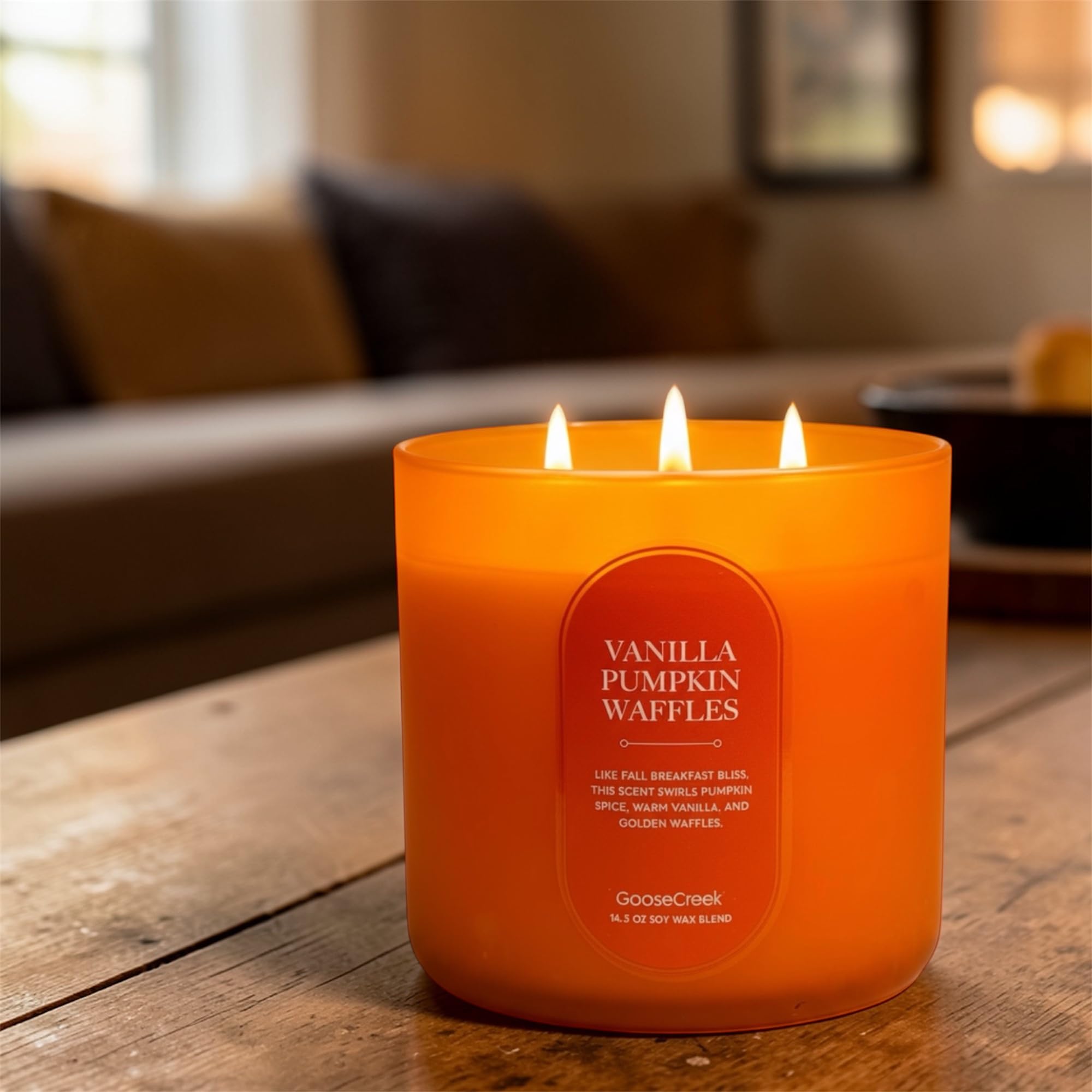 Vanilla Pumpkin Waffles Candle, Soy Wax Blend, Pumpkin Spice, Vanilla Waffles and Maple Syrup Scent, 14.5 oz