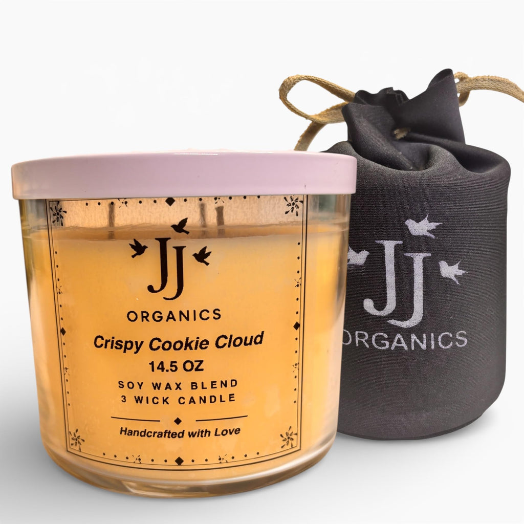 JJ Organics Crispy Cookie Cloud Soy Wax Blend Candle, 3 Wick, 14.5 oz, Handcrafted