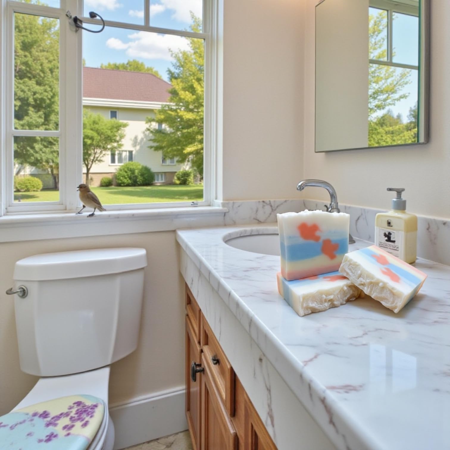 Handmade Artisan Soap Bars, Multi-Layered Decorative Design, Natural Bath Soap