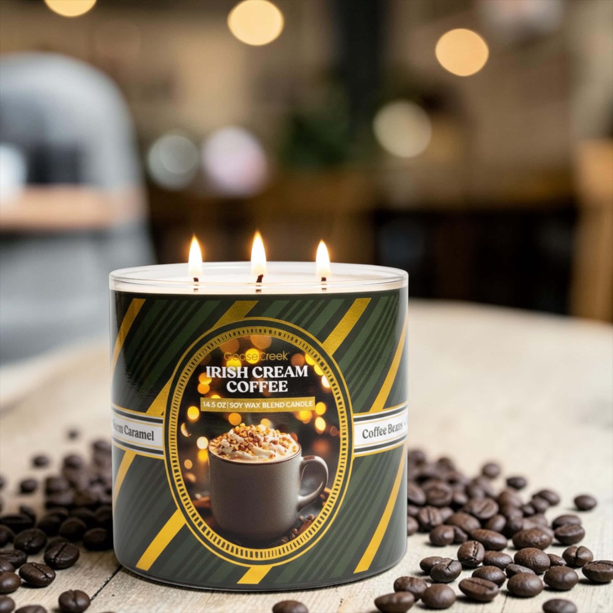 Irish & Cream Coffee Soy Wax Blend Candle, 14.5 oz, Coffee Beans, Sweet Chocolate, Warm Caramel Scent