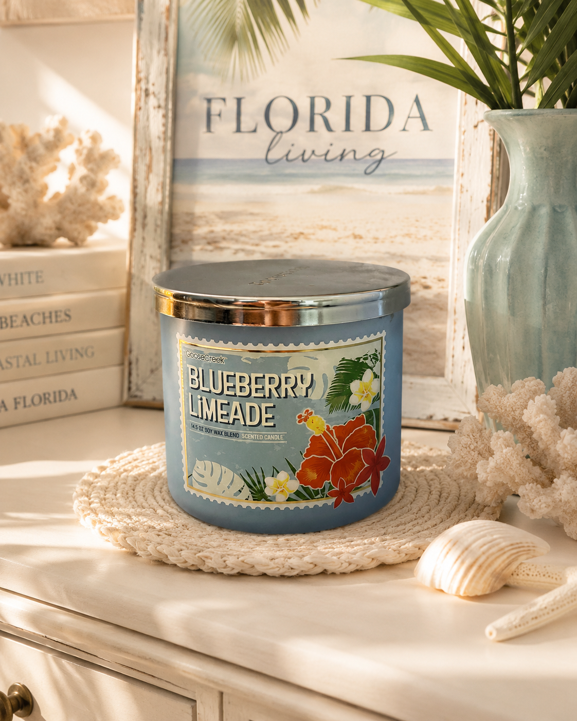 Blueberry Limeade Scented Candle, Soy Wax Blend, 14.5 oz, Fruity Blueberry, Raspberry & Limeade Scent
