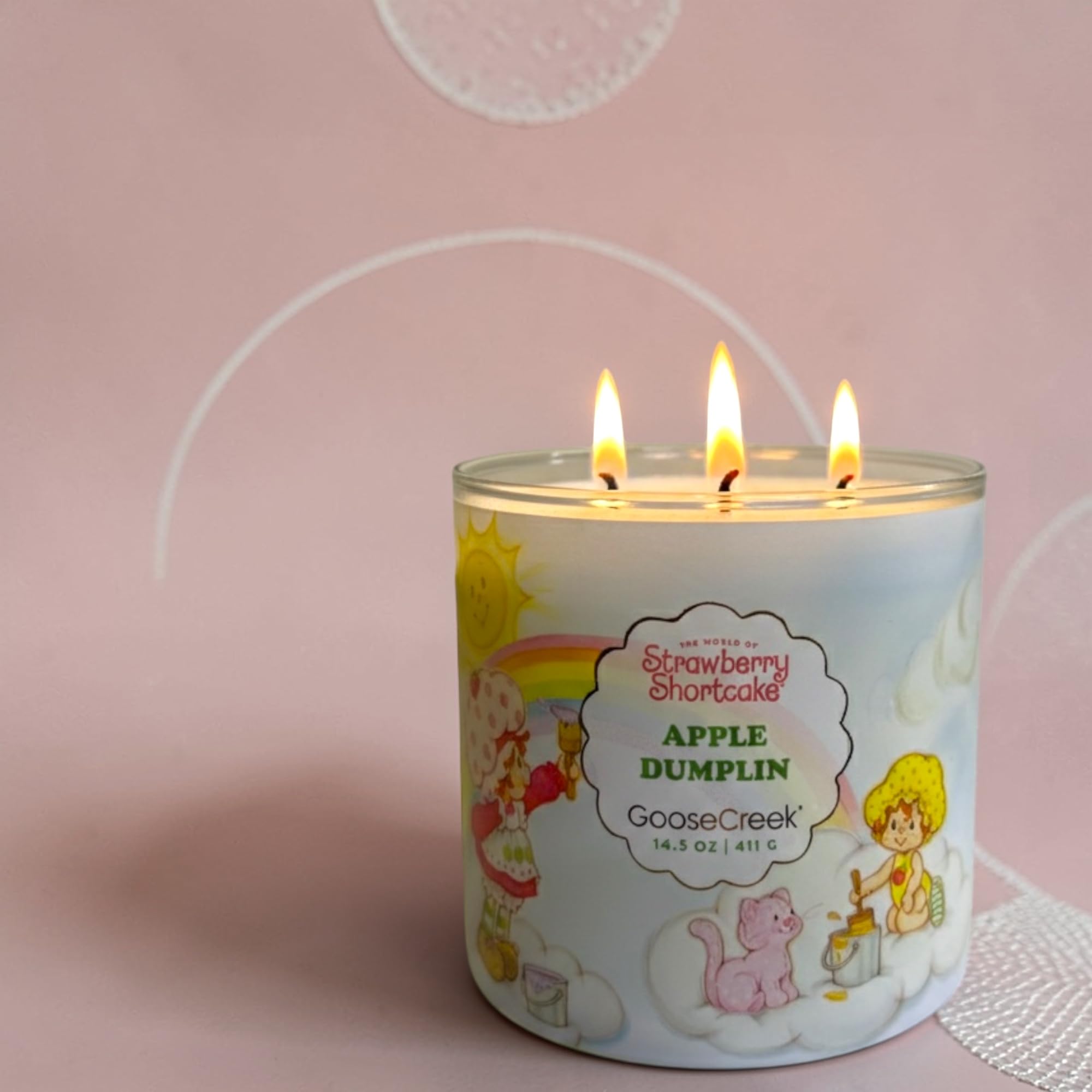 Strawberry Shortcake Apples Dumplin Scented Candle with Artisanal Soap Gift, 14.5 oz, Baked Apples and Cinnamon Sugar Fragrance