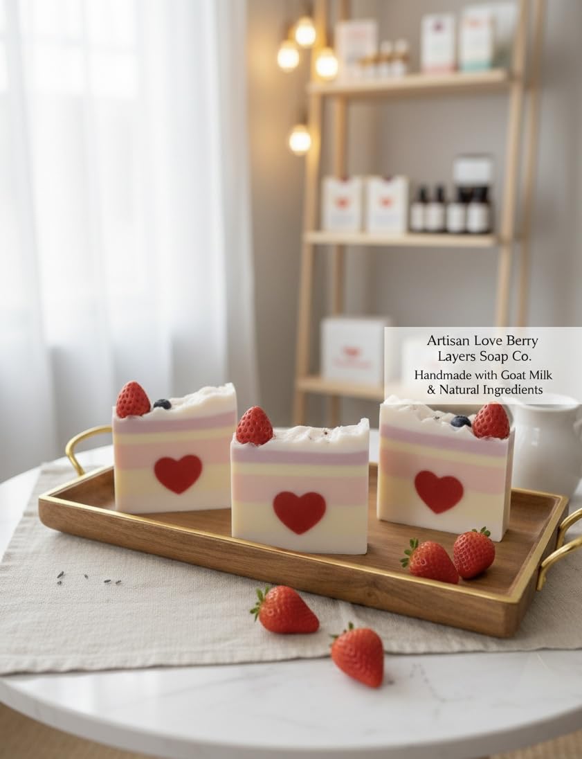 Handmade Artisan Soap Bars, Multi-Layered Decorative Design, Natural Bath Soap